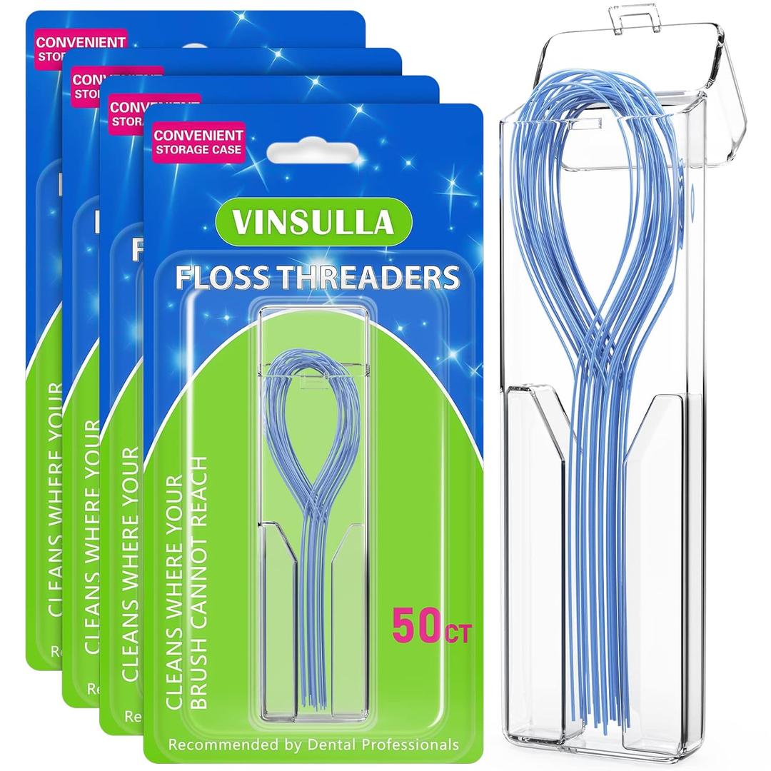 VINSULLA Floss Threaders for Braces, Bridges & Implants 200ct (Pack of 4)
