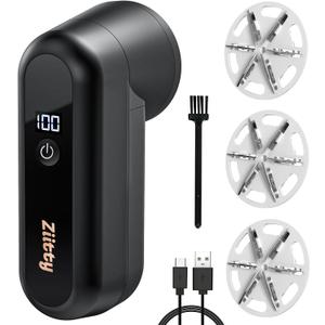 Fabric Shaver and Lint Remover for Clothes, Rechargeable Lint Shaver with LED Display & 6-Blade, Sweater Shavers to Remove Pilling, Fuzz Remover Fabric Shaver for Clothes and Furniture (Black)