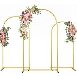Metal Arch Backdrop Stand Wedding Arch frame Set of 3 (7.2FT/6.6FT/6FT) Gold Backdrop Arch Stand for Wedding Ceremony Birthday Party Baby Shower Graduation Ceremony Decoration