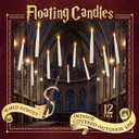 Halloween Decorations - Floating Candles with Wand - 12 Pcs Magic Flickering Warm Light Flameless Floating LED Candle Christmas Decor - Stocking Stuffers for Indoor Classroom Bedroom Party