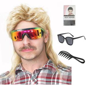 Mullet Wigs for Men 70s and 80s Theme Party Costumes Fancy Party Accessory Cosplay Wig (Light Blonde)