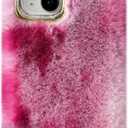 Caseative for iPhone 13 Case,Colorful Fluffy Fuzzy Furry Warm Plush Phone Case (Pink,13)