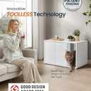 SONGMICS HOME Cat Litter Box Enclosure, Superfast Toolless Assembly, Litter Box Furniture for Large Cats, Display Side Table, Push-to-Open Doors, Minimalist Modern, Snow White UPCL013W01