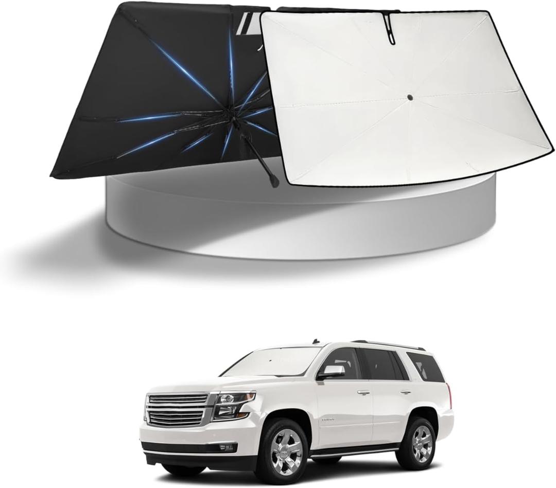 KUST Sun Shade Umbrella for 2015-2025 2026 Chevrolet Chevy Tahoe/GMC Yukon | Custom Fit Windshield Sunshade | Foldable Sunshade with Bendable Handle | Blocks Heat & UV Scratch Resistant