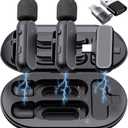 2 Pack Professional Wireless Lavalier Microphone for iPhone iPad Android with Charging Case Noise Reduction Plug-Play Clip on Lapel Mic for Video Recording Vlogging, YouTube, Interview, Live Streaming