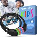 Bike Locks Cable for Kids - Colorful & Keyless - Secure Your Child's Bike - Easy-to-Use Bicycle Accessory, High Security 5 Digit Resettable Combination Coiling Bicycle Lock, Anti Theft (65cm - ohne Halterung, Black)