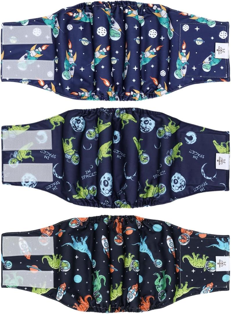 CuteBone Dog Diapers Male Belly Bands 3 Pack for Male Dogs Reusable Puppy Wraps, M