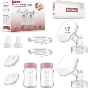 Pump Parts Compatible with Spectra S1/S2/9Plus Breastpump, Full Set Replacement Parts for Spectra Include 17mm Flange,Duckbill Valve,Backflow Protector,Tube,Bottle, Not Original Accessories