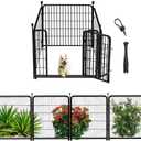 Getlay Dog Playpen 48 inch(H) 4 Panels Dog Fence Outdoor for Yard. Metal Dog Pen Heavy Duty Pet Puppy Exercise Pen for Rv Camping Garden Yard, Wide Door Low Threshold Dog Fence Total 8.9 Ft(L)