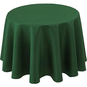 Biscaynebay Textured Fabric Round Christmas Tablecloths 70", Hunter Green Water Resistant Spill Proof Tablecloths for Dining, Kitchen, Wedding, Parties Machine Washable