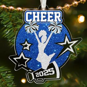 Cheerleader Gifts - Cheerleader Gifts for Girls, Senior Night Cheerleaders - Cheerleading Christmas Ornament for Girls Teens, Captain Team, Women - Blue White Christmas Ornament 2025