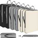 Hosuly 6 Pcs 17.3 x 12.6'' Compression Packing Cube Bag Extra Large Travel Expandable Space Saving Organizers XL for Luggage Storage(Black, Gray, Beige)