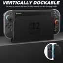 FUNDIARY Clear Skins for Nintendo Switch 2 Shell PC Hard Case Protector Switch 2 Transparent Protective Cover Accessories with Screen Protector and 8 Thumb Caps - Not Easy to Fall Off
