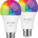 Wyze Lifestyle Bulb Color, 1100LM Wi-Fi A19 Smart Bulb, 16 Million Colors & Tunable White, Works with Alexa and Google Assistant, 75W Equivalent, Dimmable, Timer, CRI>90, E26, No Hub Required, 2-Pack
