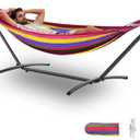 Double Hammock, Heavy Duty Portable, 500 lb Weight Capacity, Perfect for Both Indoors and Outdoors, 2 Person Hammock with Carrying Bag, Wide Red