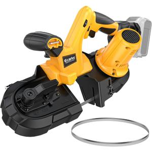 Cordless Portable Band Saw, 2-1/2 Cutting Capacity, Ecarke 20V Brushless Band Saw Compatible with DeWalt 20V Batteries (Not Included), 6-Speed Variable Handheld Bandsaw for Metal & Pipe Cutting