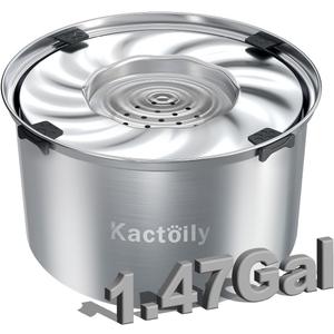 kactoily 1.47 Gal Stainless Steel Dog Water Bowl, 24 Cups Large No Spill Dog Bowl with Floating Disk, Splash Proof Slow Water Drinking for Messy Drinkers