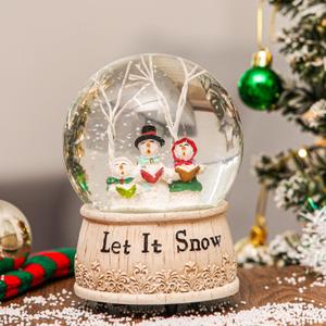 Christmas Snow Globe with Snowman Scene, Crystal Glitter Musical Glass Water Ball Holiday Decor for Home & Office, 5.1''H Globe 100mm Ball Decoration for Newyear and Christmas