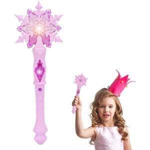 Light Up Wand Princess Snowflake Glow Wand for Kids Girls Princess Costume Christmas Party Supplies (Without Batteries, Pink)