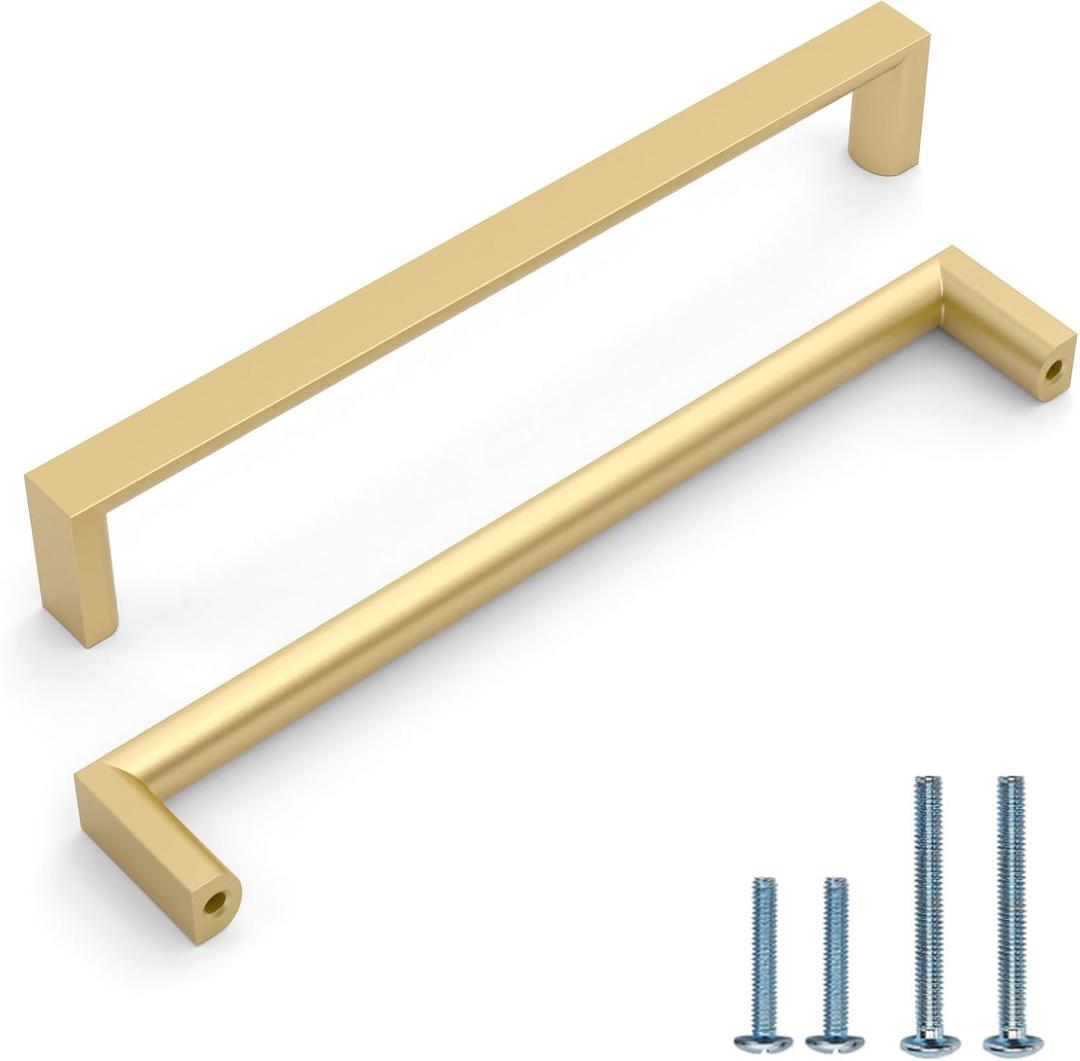 10 Pack 6.3 Inch(160mm) Kitchen Cabinet Handles Gold Cabinet Pulls Kitchen Cabinet Hardware Drawer Pulls for Cupboard Wardrobe