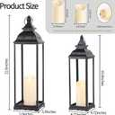 Large Candle Lanterns Set of 2, Black Lanterns Decorative Indoor Outdoor
