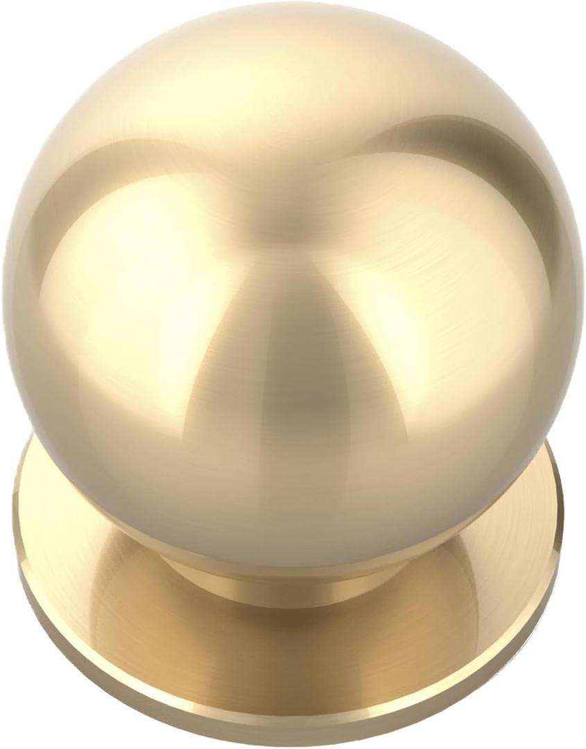 10 Pack Brushed Gold Kitchen 1Inch(27mm) Cabinet Knobs Single Hole Dresser Knobs Cabinet Door Handles and Pulls Knobs for Cabinets and Drawers Kitchen Cabinet Hardware