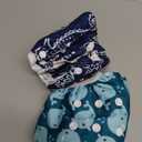 ALVABABY Swim Diapers 2pcs Baby & Toddler Snap One Size Reusable Adjustable Baby Boys' Swim Diapers for Swimming Lessons SW18-21 (Small, 01marine Animal Small)