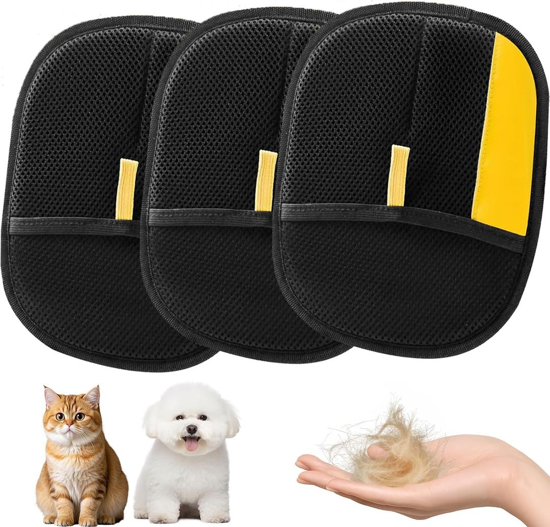 2026 Pet Hair Removal Glove for Cats & Dogs,3pcs Electrostatic Pet Hair Remover,Efficient Grooming Gloves for Pet Hair,Reusable Cat & Dog Hair Remover for Furniture,Couch,Curtain,Carpet