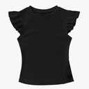 Floerns Women's Casual Ruffle Trim Cap Sleeve Round Neck Rib Knit Tee Shirt M