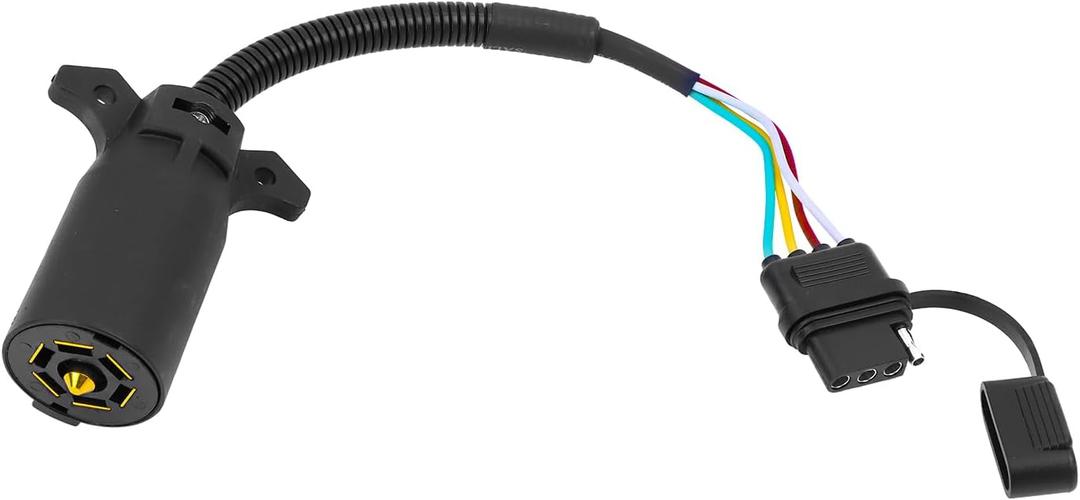 2 x 7 Pin to 4 Pin Trailer Adapter, 7-Way Blade to 4-Way Flat Trailer Connector Single-Function Wiring Adapter 7 Way Round to 4 Pin Trailer Wiring Connector