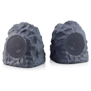 Theater Solutions B43GR Fully Wireless 120 Watt Rechargeable Battery Bluetooth Rock Speaker Pair Slate Grey Link Up to 99 Speakers Wirelessly, Slate Gray
