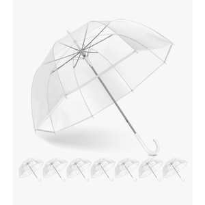 Clear Bubble Umbrella Wedding, High-Visibility Transparent Rain Umbrellas Bulk, Windproof Large Clear Umbrella, Firm and Durable, Dome Umbrellas for Wedding Bride Groom Photography Golf Outdoor, 9 Pcs