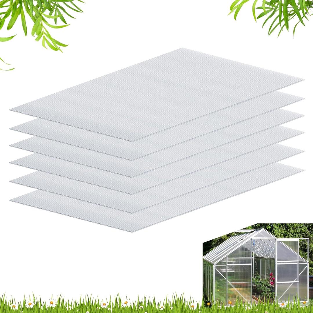 Polycarbonate Greenhouse Panels, Twin-Wall Polycarbonate Sheet, Clear Panels for Green house, Outdoor Garden, Plant Stand Roof (Grey 47.2''H x 23.6''W x 0.16''T, 14)