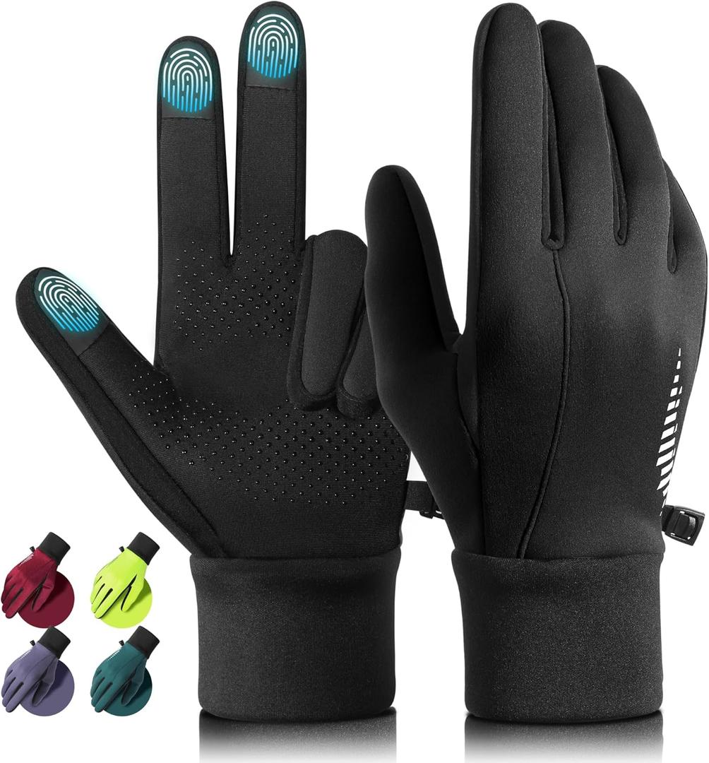 rivmount Winter Gloves Women Men for Cold Weather, Running Driving Cycling, Water-Resistant & Touch Screen, Snow Ski Gloves Liner, Warm Glove for Daily Work & Sports Outdoor (Small, Black)