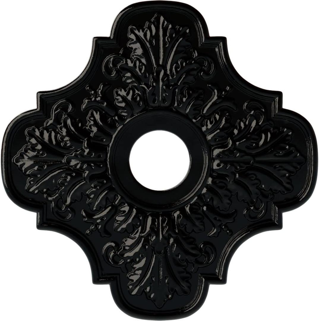 Ekena Millwork CM17PEBPS Peralta Ceiling Medallion, 17 3/4"OD x 3 1/8"ID x 1"P, Hand-Painted Black Pearl