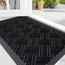 3 x OLANLY Indoor Outdoor Mat, Sturdy Natural Rubber Floor Mat, Non Slip Low Profile Waterproof Doormat, and Stain Front Door Mats, Easy Clean Patio Entrance Mat, 36''x24'', Black