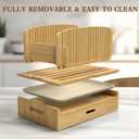 LOHASOK Bamboo Bread Slicer Guide: Bread Cutter for Homemade Bread Loaf - Adjustable and Foldable with Crumb Tray