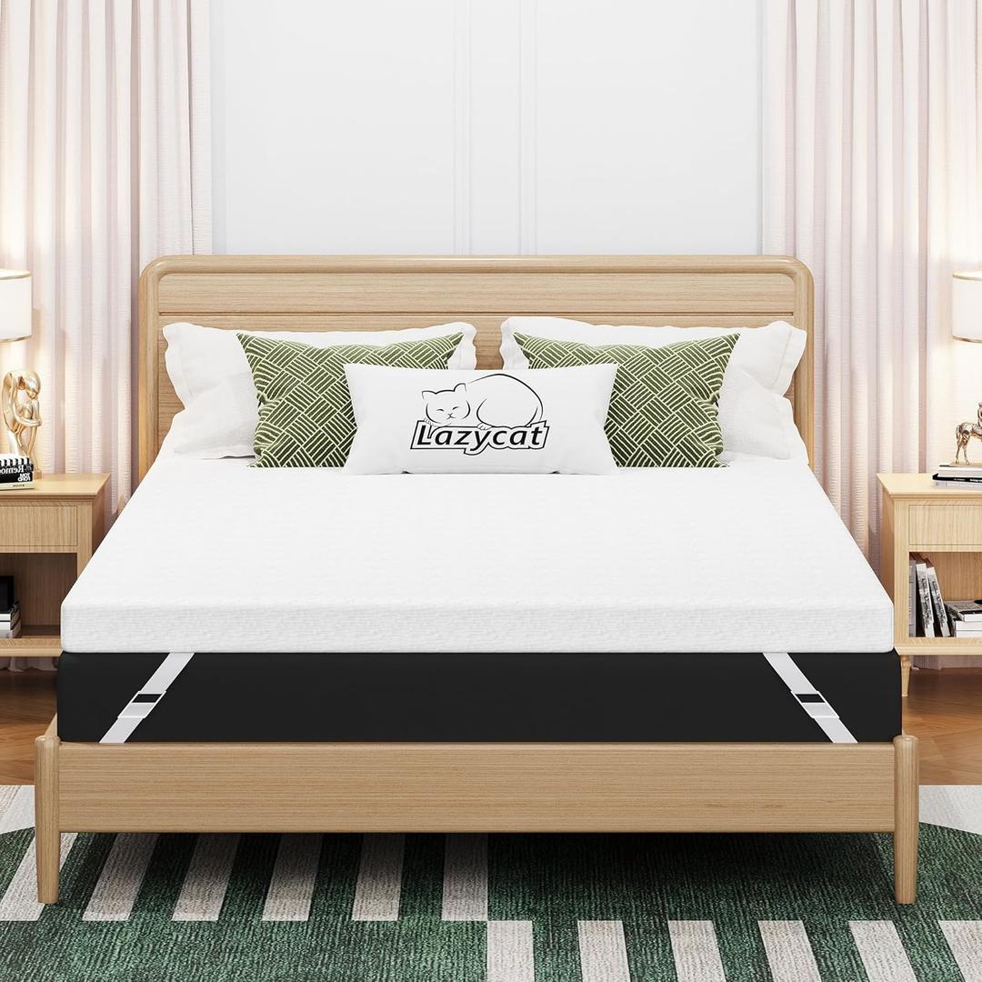 Full Mattress Topper, 3 inch Memory Foam Mattress Topper for Back Pain Relief, Removable & Washable Cover, Anti-Slip, CertiPUR-US & Oeko-Tex Certified