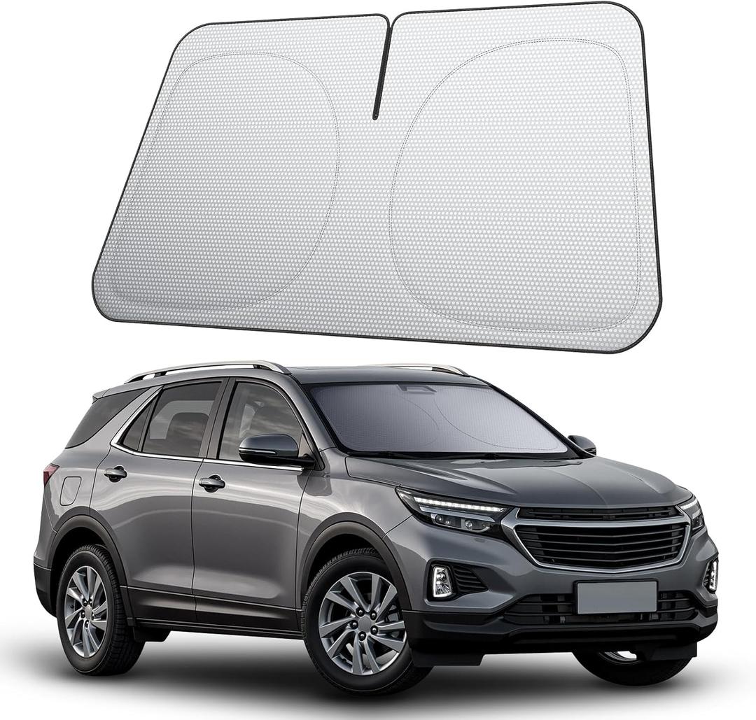 [2026 Upgraded] Nmoiss Car Windshield Sun Shade [Dot Matrix Reflective Coating] Extended Edge No Light Leakage Design Cooling Protect Car Interior from UV Damage-XL