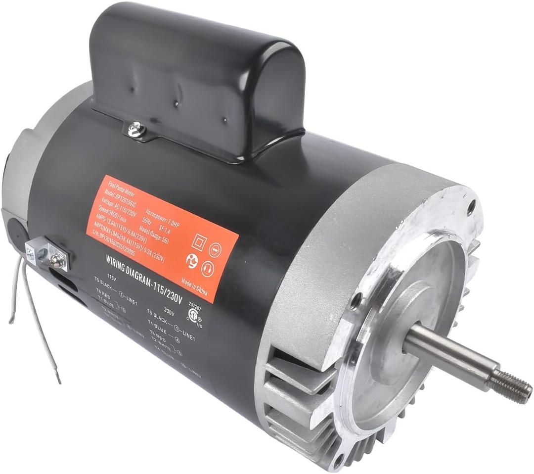 B128 1HP C-Face Pool Pump Motor, 56J Frame, 3450 RPM, 115/230V, 1.4 SF, Full Rated Single Speed, Replacement for A.O. Smith Hayward Pool Motor