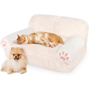 CHENOVE Pet Couch Bed for Cat & Dog, Fluffy Cat Beds for Indoor Scratching Lounge with Removable Washable Cover, Non-Slip Bottom & Soft Surface, Design for Small Dogs & Cats Up to 25 lbs