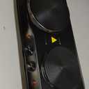 OVENTE Electric Countertop Double Burner, 1700W Cooktop with 7.25" and 6.10" Cast Iron Hot Plates, Temperature Control, Portable Cooking Stove and Easy to Clean Stainless Steel Base, Black BGS102B