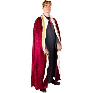 Kangaroo Red King Costume Mens Robe for Adults – Royal Prince Costume Cape For Men - Medieval Full Length King Cloak For Adults Suitable for Christmas, Renaissance Festivals & New Year Parties, One Size
