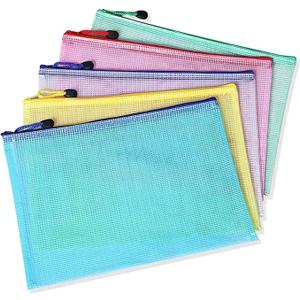 A4 Folder, Zip Lock Mesh Document Files Plastic Wallet Folder for School Office Home Homework Travel Storage