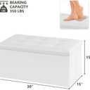 Youdesure White Folding Storage Ottoman Bench, Faux Leather Footrest for Living Room, Ottoman with Storage Padded Seat for Bedroom, Holds up to 350lbs, 30 inches