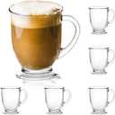 15oz/450ml Glass Coffee Mugs Clear Coffee Cups with Handles perfect for Latte, Cappuccino, Espresso Coffee, Tea and Hot Beverages, Set of 6