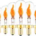 SHUWDKAR Flickering Light Bulbs, E12 LED Flickering Candelabra Flame Effect Light Bulbs, Candelabra LED Fire Effect E12 Flicker Flame Bulb for Decoration, 6 Pack