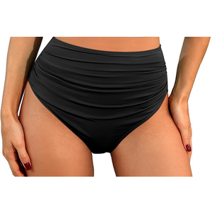 Tempt Me Women Two Piece Tankini Swimsuits - Crop Swim Top with High Waisted Bottom Tummy Control Bathing Suits Swimwear (Black and White Striped, Medium)