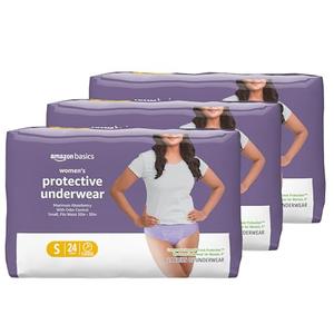 Amazon Basics Incontinence Underwear for Women, Disposable, Postpartum, Maximum Absorbency, Bladder Leak Protection, Odor Control, Comfortable Fit, Small, Lavender, 72 Count (3 Packs of 24)