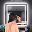 LOAAO 32"X32" LED Bathroom Mirror with Lights, Anti-Fog, Dimmable, Backlit + Front Lit, Lighted Bathroom Vanity Mirror for Wall, Memory Function, Tempered Glass, Shatter-Proof, ETL Listed